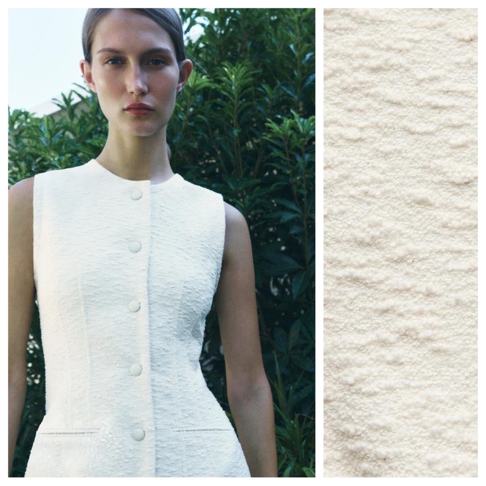 NWT. Zara ZW Collection Ecru Cotton Blend Textured Shift Midi Dress. Size M. - Picture 2 of 14